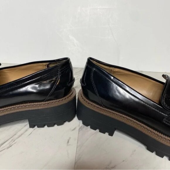Sam Edelman Laurs Lug Sole Black Faux Leather Loafer 6 1/2 M - Picture 5 of 8